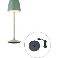 QAZQA Pöytävalaisin vihreä sis. LED IP65 Ladattava latausasemalla - Bass