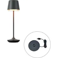 QAZQA Pöytävalaisin musta sis. LED IP65 Ladattava latausasemalla - Treble