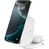 Belkin UltraCharge 2-in-1 Foldable Magnetic 25W Qi2 -langaton laturi, Valkoinen