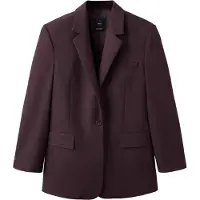 Mango Straight Suit Jacket With Lapel Pockets - Burgundy - XS