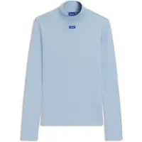 HUGO Easy 10257055 Blue Pitkähihainen Korkeakauluksinen T-paita
