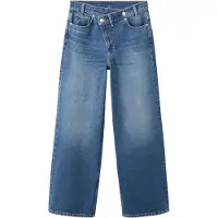 Mango Wide Leg Mid-Rise Jeans With A Crossover Waistband - Blue - 34