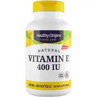 Healthy Origins Luonnollinen E-vitamiini 400 IU 180 pehmeää kapselia
