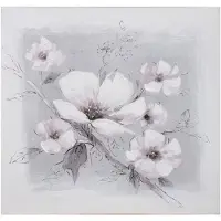 Home4You 60x60cm valkoinen kukat öljymaalaus