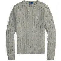 Ralph Lauren Cable-Knit Cotton Crewneck Sweater - Grey - XXS