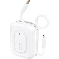 Dudao Powerbank 22.5W 10000mAh sisäänrakennetulla USB-C:llä ja salamakaapelilla - Valkoinen