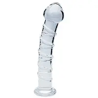 Kaalimato Clarity Spiral - Lasidildo, spiraalikuviolla, G-pisteelle, kantalevikkeellä, eturauhaselle, borosilikaattilasi, kirkas