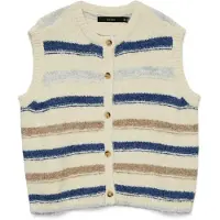 Vero Moda Vmkira Sl O-Neck Stripe Vest Boo - Cream - XS
