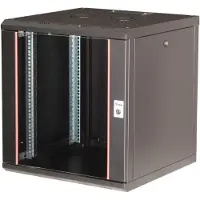 Equip EPM-12-6060-B-CBAA, Seinään asennettava laitekehikko, 12U, Näppäinlukko, Kotelon kiskot, 28 kg, Musta