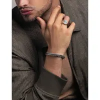 Nialaya Men's Black Woven 8 Mm Box Chain Bracelet In Silver - Silver - L