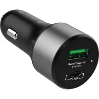 Crong Power -autolaturi 63W - autolaturi USB-C PD 45W + USB QC 3.0 18W (musta)