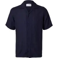 SELECTED MEN Slhrlxkylian Linen Ss Shirt Resort - Navy - S
