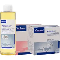 Virbac Megaderm lisäaine yli 10 kg painaville koirille ja kissoille iho-ongelmiin, 28 x 8 ml