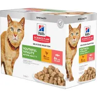 Hill's Pet Nutrition 12x85g Mature Adult 7+ Senior Vitality kana & lohi kissan märkäruoka