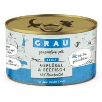 Grau 6x200g Aikuisten viljaton siipikarjan ja merikalan märkäruoka kissoille