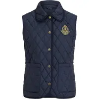 Ralph Lauren Crest-Patch Diamond-Quilted Vest - Navy - S
