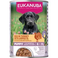 Eukanuba 48x400g Puppy Rich in Turkey with Carrots koiran märkäruoka