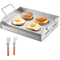 Vevor ruostumattomasta teräksestä valmistettu paistolevy, 17x13 tuuman universaali litteä suorakaiteen muotoinen levy, kaasugrilli BBQ-grillille, Teppanyaki, kannettavat perhekeittiövälineet kahvalla,