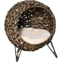 Aosom Kissan talo PawHut 52x52x58cm, ruskea/hiekansävyinen