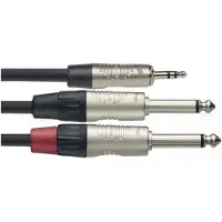 Stagg Äänikaapeli REAN JACK 3.5 stereo - 2xJACK 6.3 mono 3m
