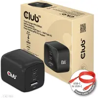 Club 3D 65W GaN-verkkovirtalaturi, 2x USB-C PD3.0 + USB-A, musta