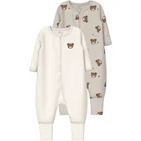 Name it Bear 2-pack Pyjama Pumice Stone Pumice Stone 98 cm Beige 98 cm Pojat, Tytöt