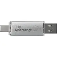 MediaRange MR938, 128 GB, USB Type-A / USB Type-C, 3.2 Gen 1 (3.1 Gen 1), 80 MB/s, Suojus, Hopea