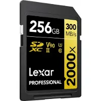 Lexar SDXC 256GB 300MB/s 2000x V90 Class 10 UHS-II Professional
