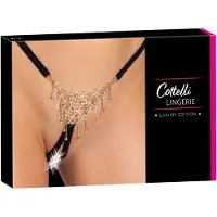 Cottelli - avoimet stringit koristeella - musta (S-L)