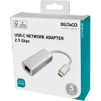 Deltaco – USB-C network adaptor 2,5G, aluminium (USBC-GIGA6)