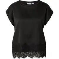 Vila Viellette S/S Full Satin Lace Top - Noos - Black - 36