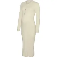 Mamalicious Mlnewsiv Lia L/S Midi Dress 2F Noos - Cream - XL