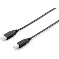 Equip 128861, 3 m, USB A, USB B, USB 2.0, Uros/uros, Musta