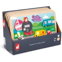 Janod Chunky Puzzle Vehicles aktivoiva palapeli 18m+ 7 kpl