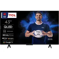 TCL 43P7K 43" 4K QLED Google TV, 60 Hz, Dolby Vision, HDR10+, metallic
