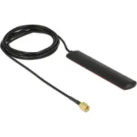 DeLOCK – GSM UMTS LTE WLAN 2.4 GHz Antenna SMA plug 2 dBi omnidirectional fixed black self-adhesive (89491)