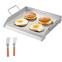 Vevor ruostumattomasta teräksestä valmistettu paistolevy, 18x16 tuuman universaali litteä suorakaiteen muotoinen levy, kaasugrilli BBQ-grillille, Teppanyaki, kannettavat perhekeittiövälineet kahvalla,
