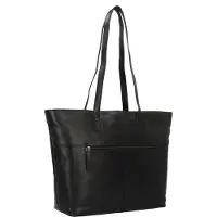 Greenburry Pure Black Shopperit Nahka 35 cm Kannettavan tietokoneen taskun syvyys Musta