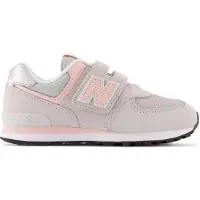 New Balance unisex for kids. PV574V1 Leather 574 Core Hook & Loop grey trainers (33.5 W), Flat, Velcro, Casual, children's fashion