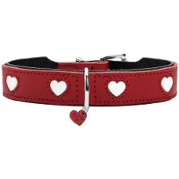 Hunter Pet - Collar Love Cowleather Red/Black 37/XS-S - Koirat - Kaulapannat