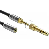 DeLOCK – Stereo Jack Extension Cable 3.5 mm 3 pin male to female with 6.35 mm screw adapter 5 m (85783)