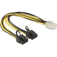 DeLOCK 83433, 0,3 m, PCI-E (6+2 pin), PCI-E (6-pin), Uros, Naaras, Musta, Valkoinen, Keltainen
