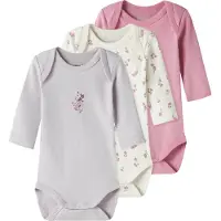 Name it Nbfbody 3P Ls Flower Noos - Pink - 68