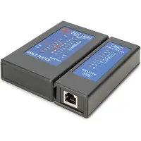 Digitus DN-14001-2, PoE-testeri, RJ-45, Jatkuvuustestaus, Ristikytkentätesti, PoE testing, Suojaustestaus, Oikosulkutestaus, musta, 120 mm, 190 mm