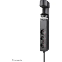 NeoMounts VOLT Desk Clamp, pöytäpistorasia, 3x Schuko, 2x USB-C PD 20W, USB-A 18W, musta