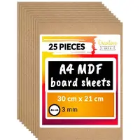 Hobby Hall 50 x A4 MDF-levyä Creative Deco 300 x 210 x 3 mm, puulevyt koristeisiin, mallintamiseen ja polttokuviointiin