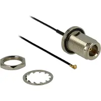 DeLOCK 0.13m N/MHF U.FL, 0,13 m, RF 1.37, MHF/U.FL, Musta, Hopea (89430)