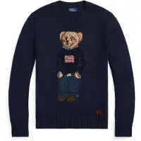 Ralph Lauren for woman. 211927070001 Cotton and linen jumper with navy Bear Polo shirt (M), Casual