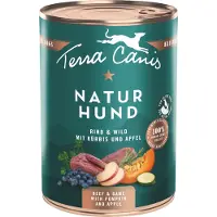 Terra canis 6x400g Naturhund nautaa & riistaa kurpitsan & omenan kera märkäruoka koiralle