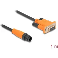 DeLOCK 66745, Musta, Oranssi, 1 m, M12 plug 5 pin, D-Sub 9 pin, Uros, Naaras